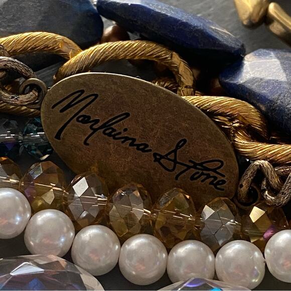 Marlaina Stone Chinky Multi Strand Chainlink Beaded Bracelet - Picture 11 of 11